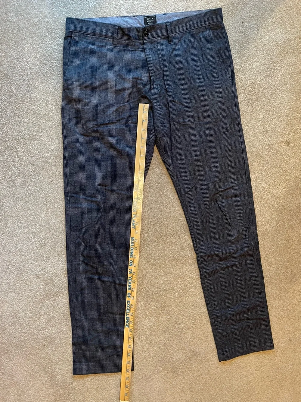 J.Crew 484 Slim-Fit Stretch Chino Pants in Blue/Gray Glen Plaid 33/32
